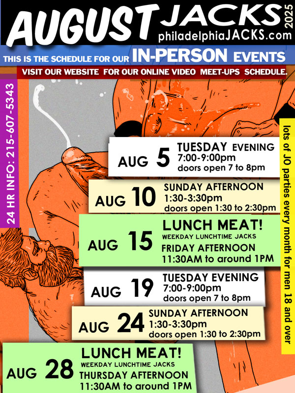 Philadelphia Jacks parties for men! Party flier