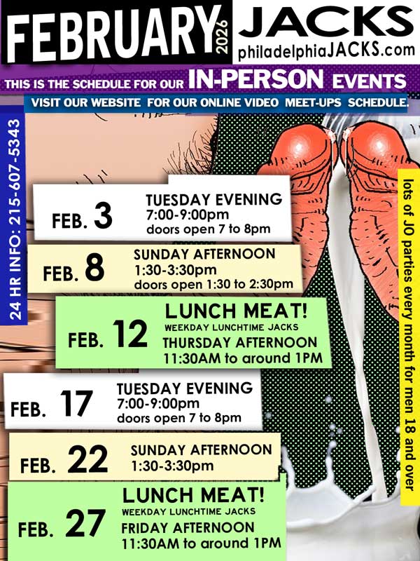 Philadelphia Jacks parties for men! Party flier