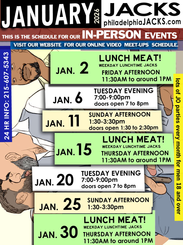 Philadelphia Jacks parties for men! Party flier